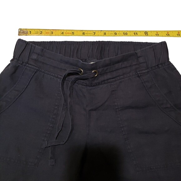 Athleta Women's Sz 0 Navy Blue Ankle Linen Pants Pockets Elastic Drawstring - Picture 7 of 11